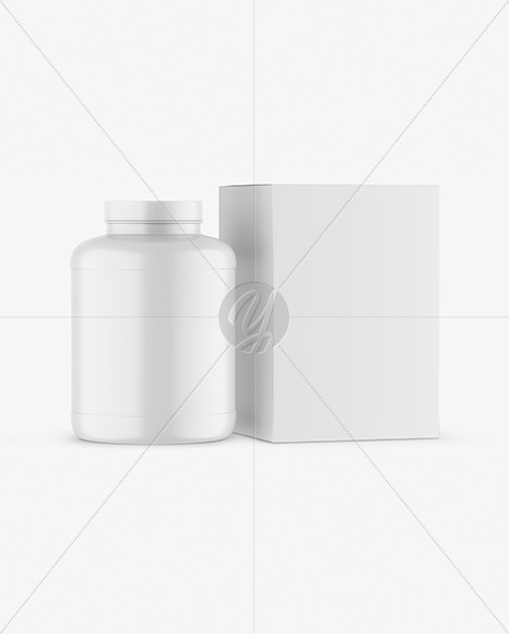 Download Matte Plastic Jar with Box Mockup Free Mockups