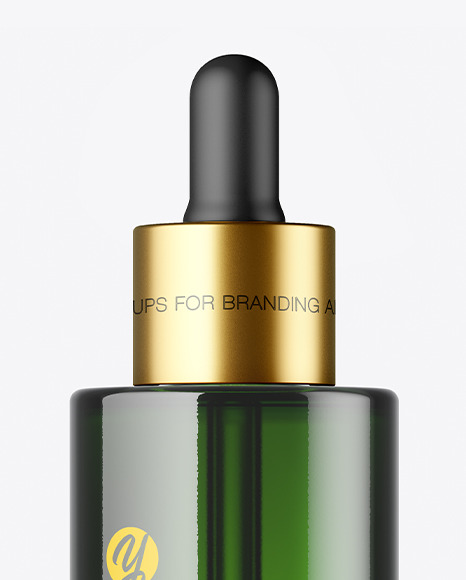 Green Glass Dropper Bottle Mockup PSD #1