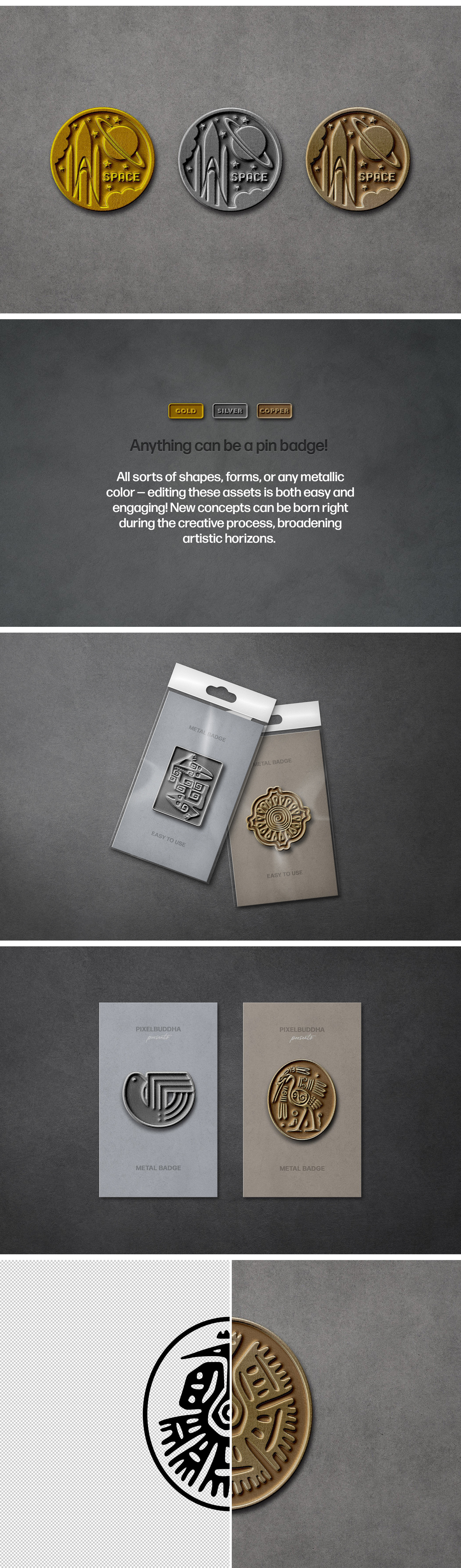 Metallic Pin Badges Mockup In Product Mockups On Yellow Images Creative Store