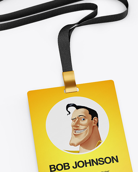Lanyard w  Plastic ID Card Mockup PSD #1