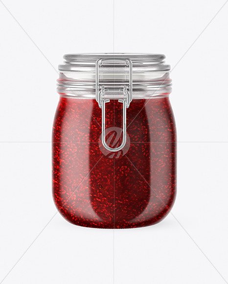 Glass Raspberry Jam Jar With Clamp Lid Mockup PSD #3