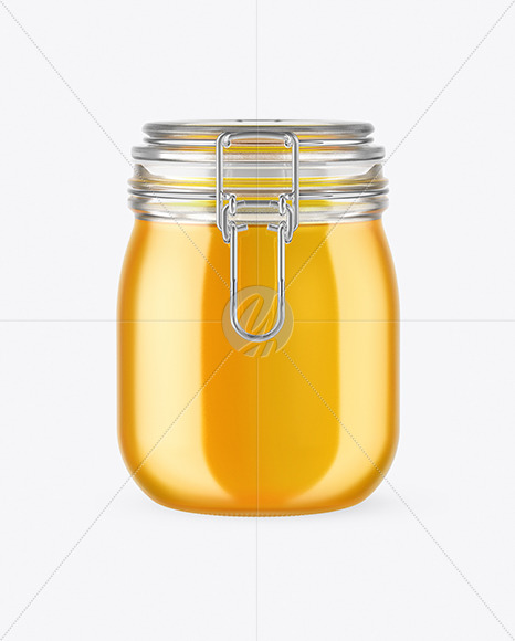 Glass Honey Jar With Clamp Lid Mockup PSD #3