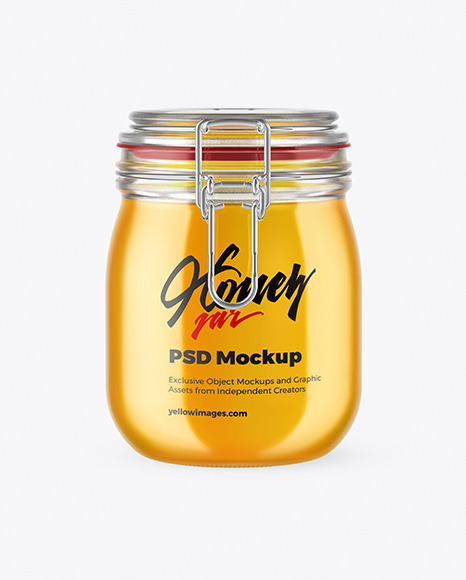 Glass Honey Jar With Clamp Lid Mockup