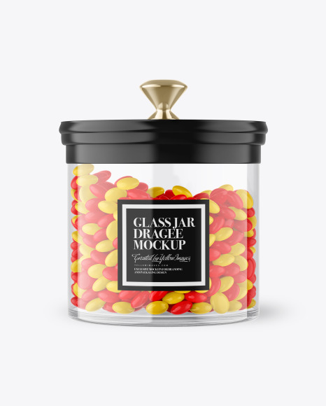 Glass Jar with Dragee Mockup