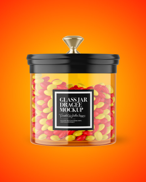 Glass Jar with Dragee Mockup PSD #1