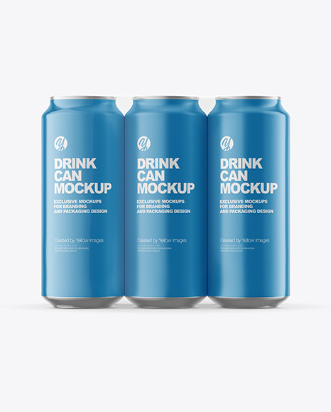 6 Pack Matte Cans Mockup