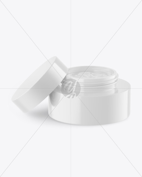 Opened Glossy Cosmetic Jar Mockup