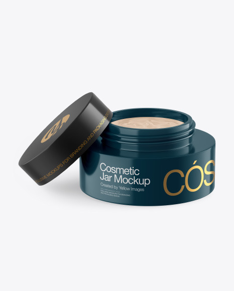 Download Opened Glossy Cosmetic Jar Mockup In Jar Mockups On Yellow Images Object Mockups