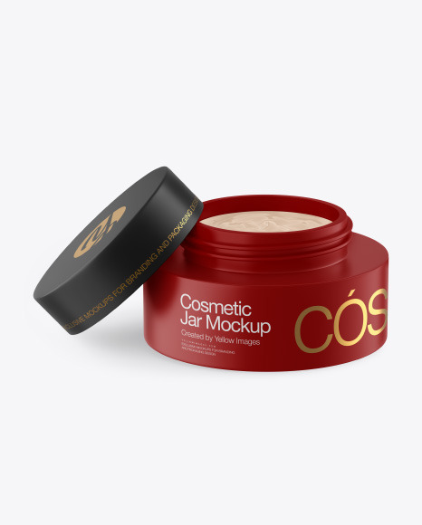 Opened Matte Cosmetic Jar Mockup PSD #2