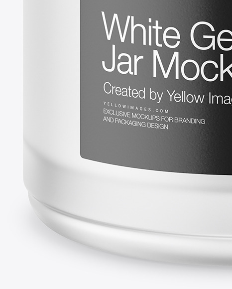 Opened Frosted Glass Jar With White Gel Mockup PSD #1