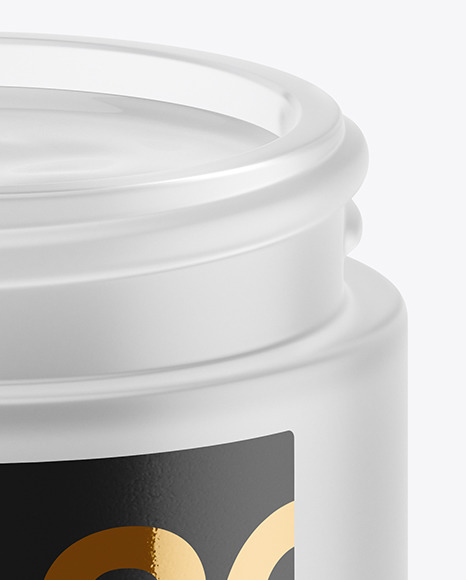 Opened Frosted Glass Jar With White Gel Mockup PSD #6