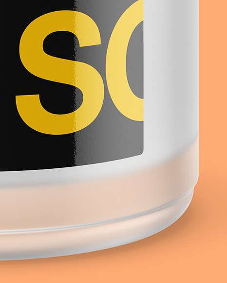 Opened Frosted Glass Jar With White Gel Mockup PSD #5