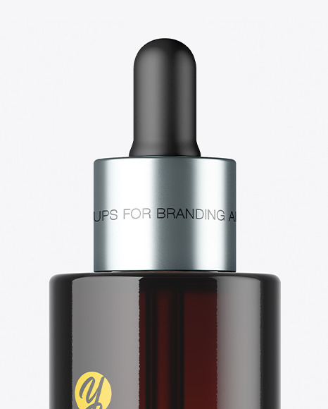 Dark Amber Glass Dropper Bottle Mockup PSD #6