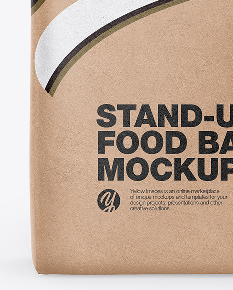 Download Kraft Food Bag Mockup Front View In Bag Sack Mockups On Yellow Images Object Mockups