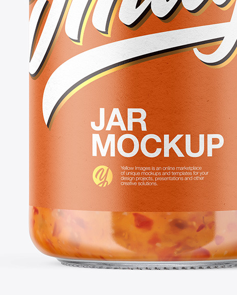 Clear Glass Jar with Sweet Chili Thai Sauce Mockup PSD #4