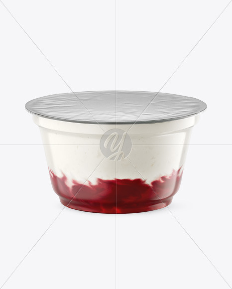 Free Plastic Cup w/ Yogurt and Cherry Jam