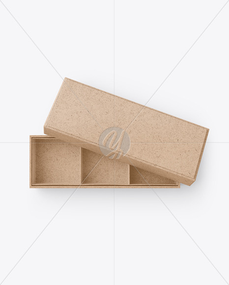 Opened Empty Kraft Paper Box Mockup In Box Mockups On Yellow Images Object Mockups