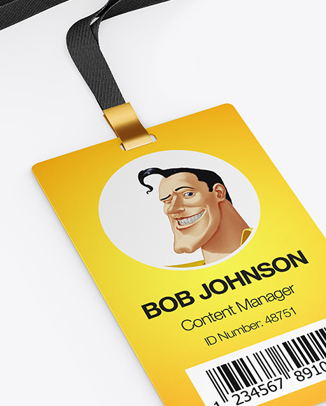 Lanyard w  Plastic ID Card Mockup PSD #1