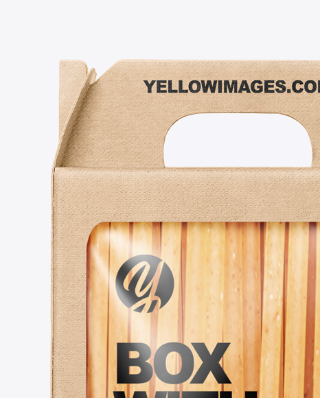 Kraft Box with Fettuccine Pasta Mockup PSD #2