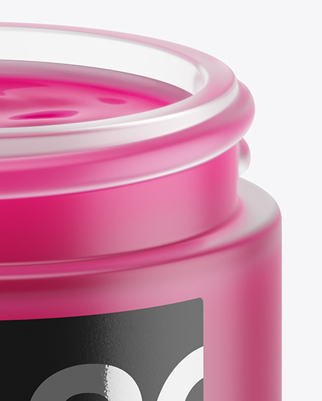 Opened Frosted Glass Jar With Colored Gel Mockup PSD #6