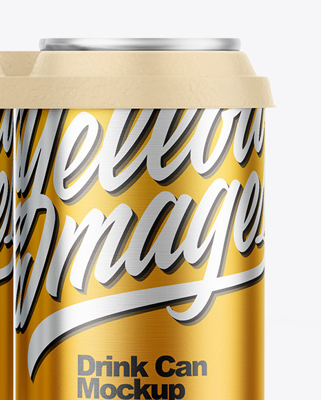 6 Pack Matte Metallic Cans with Holder Mockup PSD #1
