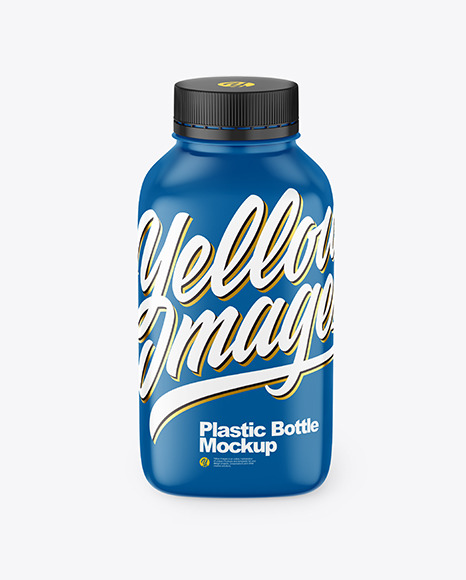 Glossy Square Plastic Bottle Mockup PSD #2