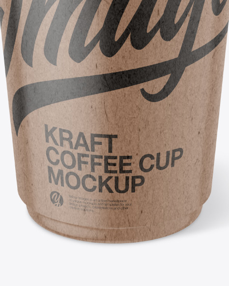 Kraft Coffee Cup Mockup in Cup & Bowl Mockups on Yellow Images Object