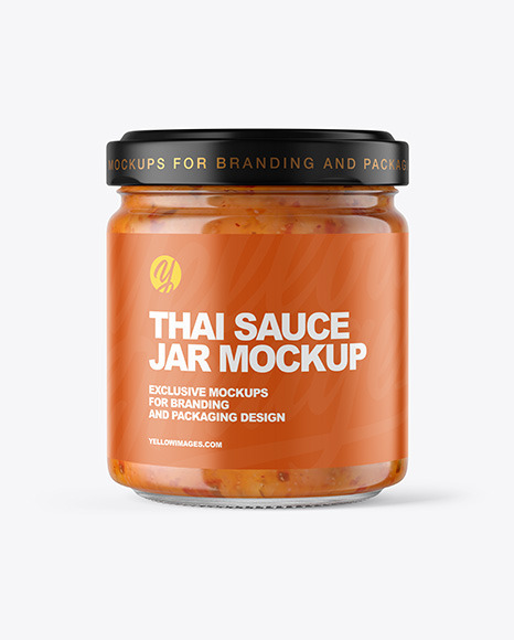 Clear Glass Jar with Sweet Chili Thai Sauce Mockup