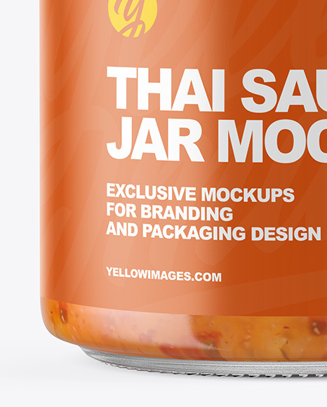 Clear Glass Jar with Sweet Chili Thai Sauce Mockup PSD #1