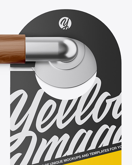 Paper Door Hanger W  Handle Mockup PSD #1