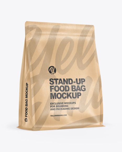 Download Kraft Food Bag Mockup In Bag Sack Mockups On Yellow Images Object Mockups