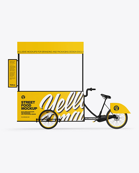 Download Street Food Bike Mockup In Vehicle Mockups On Yellow Images Object Mockups