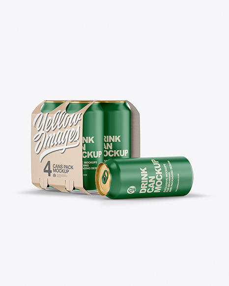 Download Carton Carrier W 4 Matte Cans Mockup In Can Mockups On Yellow Images Object Mockups