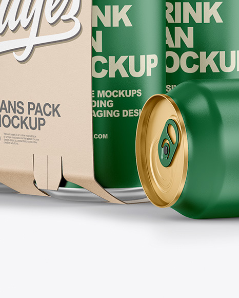 Download Carton Carrier W 4 Matte Cans Mockup In Can Mockups On Yellow Images Object Mockups