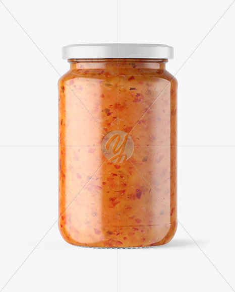 Clear Glass Jar with Sweet Chili Thai Sauce Mockup