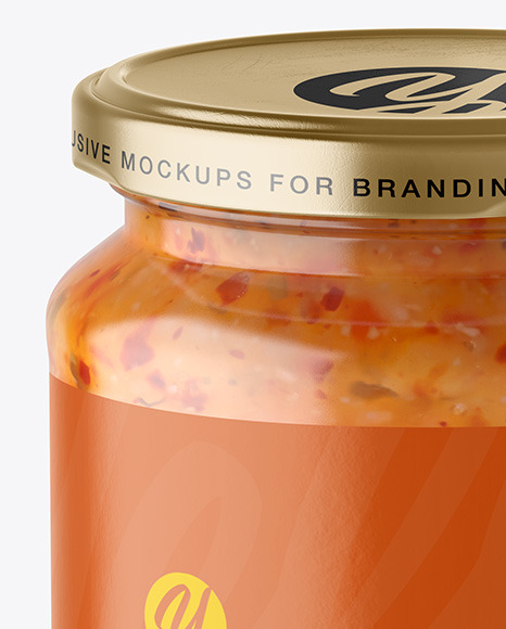 Clear Glass Jar with Sweet Chili Thai Sauce Mockup PSD #2