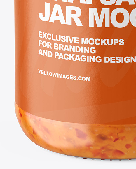 Clear Glass Jar with Sweet Chili Thai Sauce Mockup PSD #1