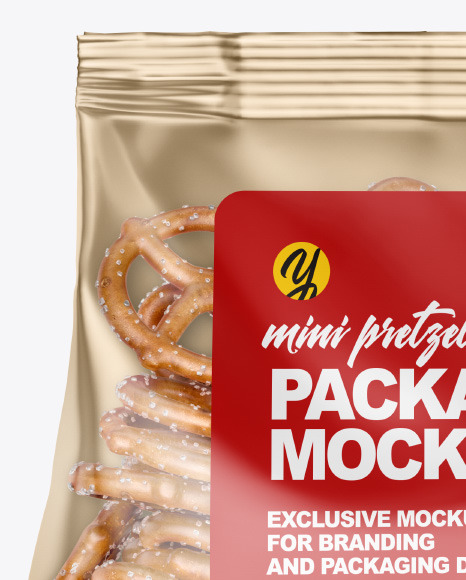 Download Bag With Mini Pretzels Mockup In Bag Sack Mockups On Yellow Images Object Mockups