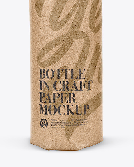 Bottle In Craft Paper Mockup PSD #4