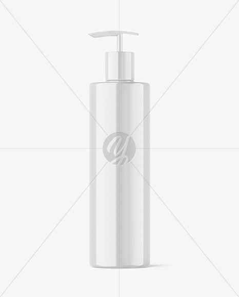 Glossy Plastic Bottle with Pump Mockup