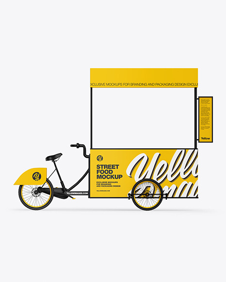 Download Street Food Bike Mockup In Vehicle Mockups On Yellow Images Object Mockups