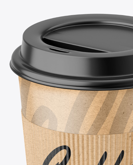Kraft Paper Coffee Cup With Kraft Holder Mockup PSD #2