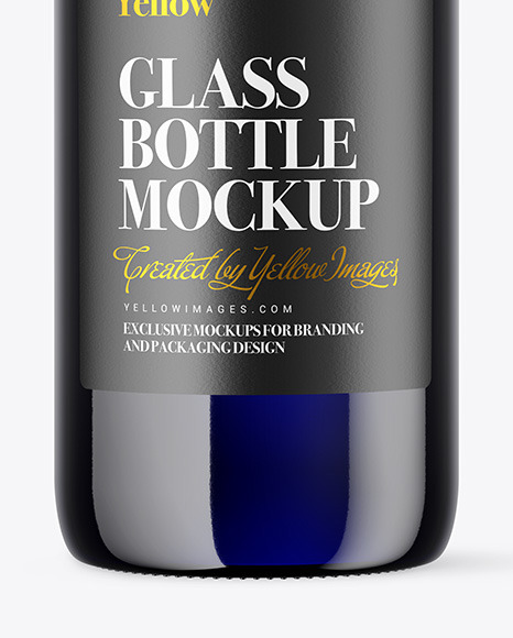 Blue Glass Bottle Mockup PSD #7