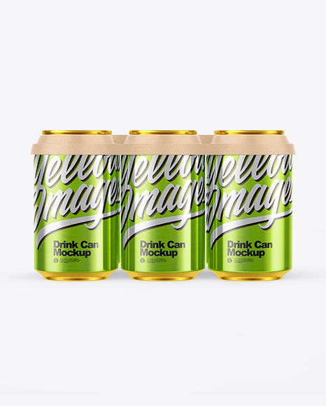 6 Pack Metallic Cans with Holder Mockup PSD #2