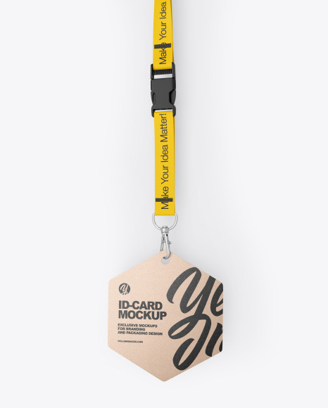 Lanyard w  Hexagonal Plastic Card Mockup PSD #2