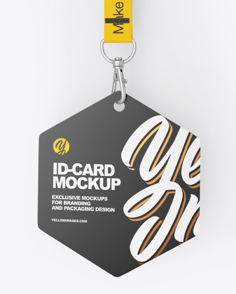 Lanyard w  Hexagonal Plastic Card Mockup PSD #1