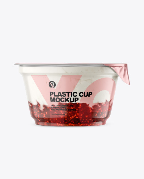 Plastic Cup w/ Yogurt and Raspberry Jam