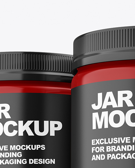 Three Glossy Plastic Jars Mockup PSD #4