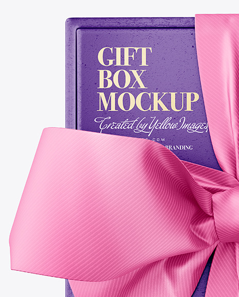 Download Gift Box With Tied Bow Mockup In Box Mockups On Yellow Images Object Mockups