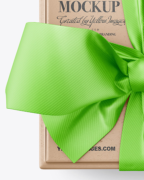 Download Gift Box With Tied Bow Mockup In Box Mockups On Yellow Images Object Mockups